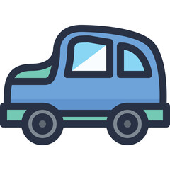 Simple Blue Toy Car Cartoon With Transparent Background And Black Wheels Representing A Vehicle For Transportation