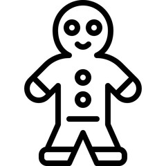 Simple Line Art Gingerbread Man Icon With Transparent Background A Sweet Festive Treat Symbol