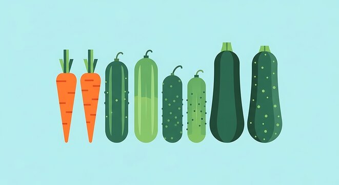 Growing Vegetables Carrots with Cucumbers, and Zucchini.