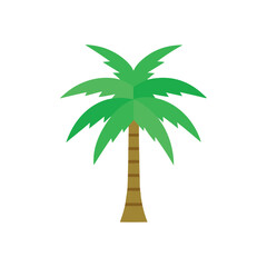 A simple illustration of a stylized green palm tree on a light background