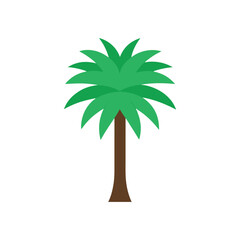 A simple illustration of a green palm tree with a brown trunk