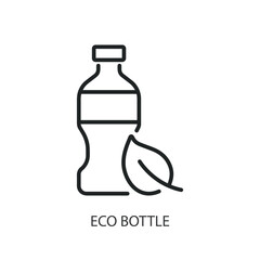 Eco bottle thin line vector icons.