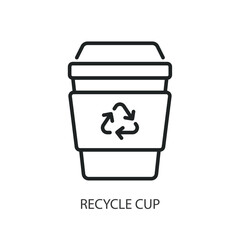Recycle cup thin line vector icons.