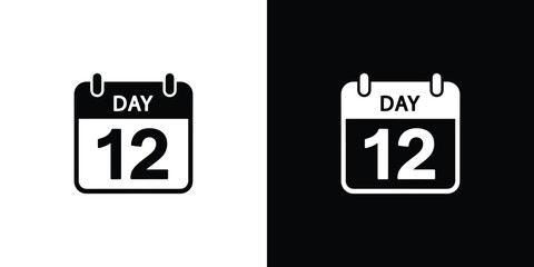 Calendar Icon With Day 12 Date Displayed on Both White and Transparent Backgrounds