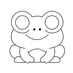 Cute Frog Illustration for Kids Coloring Book — Black and White Line Art