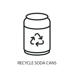 Recycle soda cans thin line vector icons.