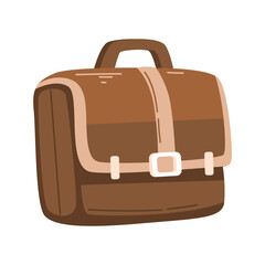 Brown Briefcase Illustration with Detailed Color and Pixelated Design on Transparent Background