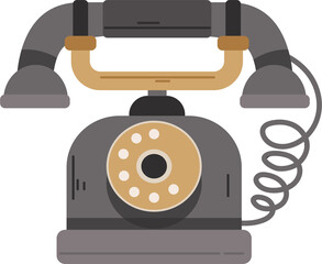 Vintage Telephone Illustration with Detailed Design and Transparent Background