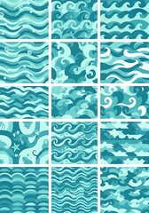 Ocean Wave Seamless Patterns.
