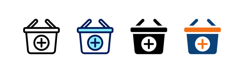 Add To Basket All In One Icon Multi Styles Vector Set