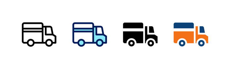 Delivery Truck All In One Icon Multi Styles Vector Set