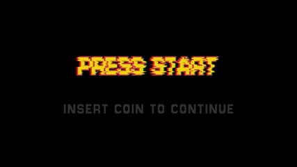 Press start pixel text with glitch effect 8 bit retro game 4K resolution on black background - Powered by Adobe