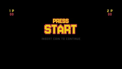 Press start insert coin to continue pixel text 8 bit retro game 4K resolution - Powered by Adobe