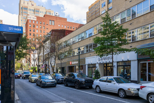 office buildings, restaurants and shops in Philadelphia Pennsylvania USA