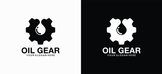 Gear and oil logo. Vector illustration design of a gear combined with oil drops.