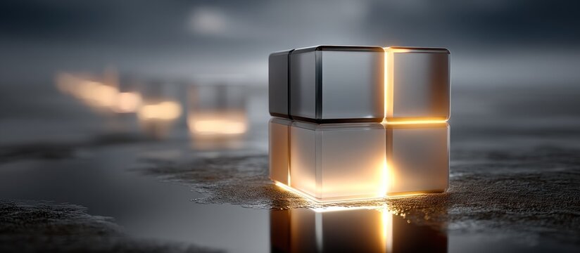 Modern Geometric Abstract Structure with Warm Lighting