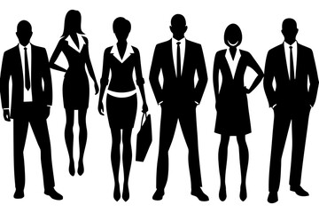 set of Office Worker Silhouette Vector Pack Isolated on White Background