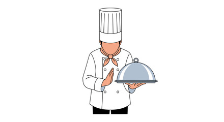 Professional Chef Presenting a Covered Dish, Ideal for Restaurant Menus, Culinary Arts Education, and Food Service Industry Marketing Campaigns.