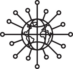 Global network connecting the world, showcasing international reach with a modern, minimalist design perfect for technology and communications companies