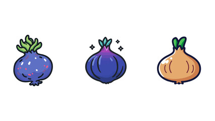 Cute Colorful Onion Vegetable Illustration