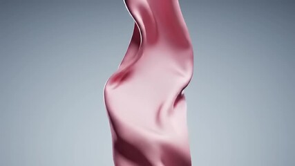 Elegant Pink Silk Fabric Flowing and Twisting Against a Serene Grey Background - Powered by Adobe