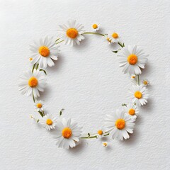 Obraz premium Delicate White Daisies Form Beautiful Circle on Textured Background