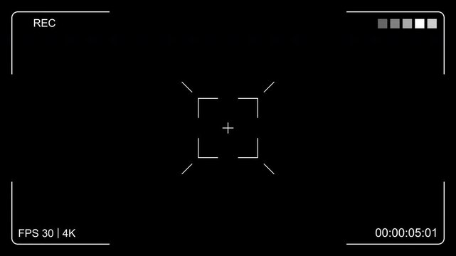 cinematic camera recording frame overlay for video editing and animation. modern camcorder viewfinder HUD in minimal digital style. digital camera HUD overlay with rec indicator and timecode