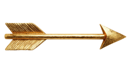 Golden Metal Arrow Isolated on transparent background Remove png, Clipping Path, pen tool