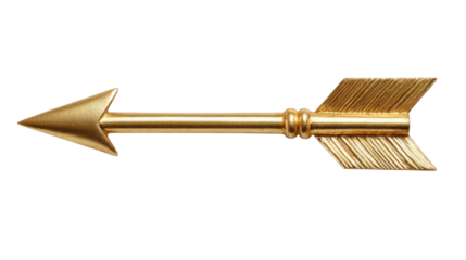 Golden Metal Arrow Isolated on transparent background Remove png, Clipping Path, pen tool