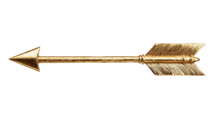 Golden Metal Arrow Isolated on transparent background Remove png, Clipping Path, pen tool