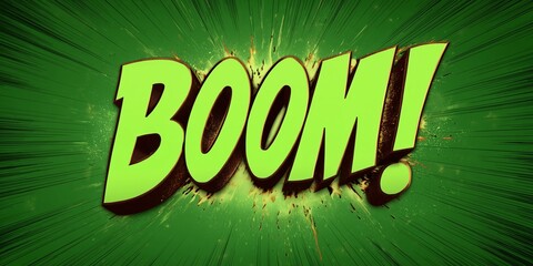Cartoon animation of explosion with the text "Boom!" and a prominent fire outline on a green screen.