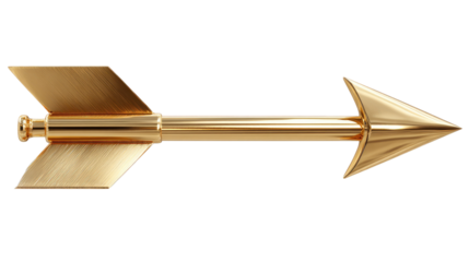 Golden Metal Arrow Isolated on transparent background Remove png, Clipping Path, pen tool