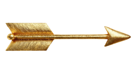 Golden Metal Arrow Isolated on transparent background Remove png, Clipping Path, pen tool