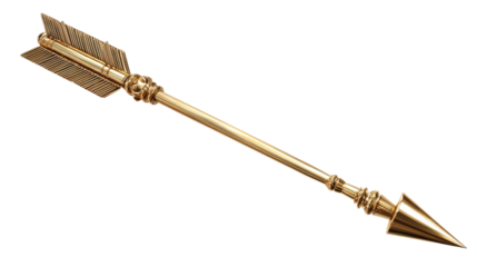 Golden Metal Arrow Isolated on transparent background Remove png, Clipping Path, pen tool