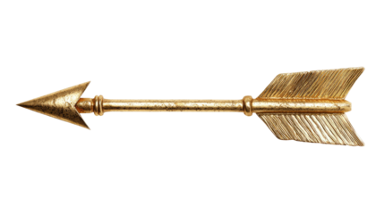 Golden Metal Arrow Isolated on transparent background Remove png, Clipping Path, pen tool