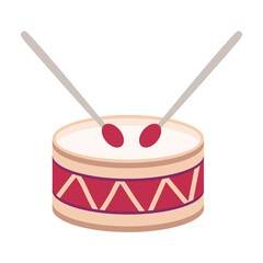 Isometric Drum with Drumsticks on Transparent Background