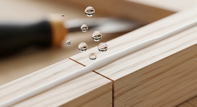 Artisanal woodworking project with focus on precision sealing details