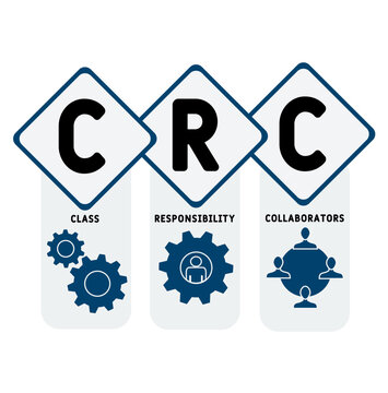 CRC - class responsibility collaborators acronym. business concept background. vector illustration concept with keywords and icons. lettering illustration with icons for web banner, flyer, landing