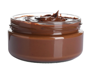 Isolated jar of chocolate spread or paste on a white background