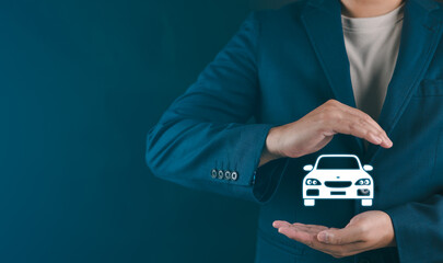 Car insurance, Man hands protect icon car. Secure your future with comprehensive auto insurance...