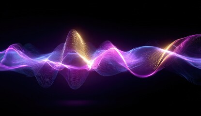 Abstract wave form with glowing particles