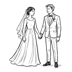 Fototapeta premium Elegant wedding couple illustration vector