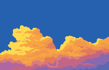 Afternoon landscape, cloud, sunset vector background