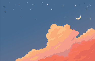 Afternoon landscape, cloud, sunset vector background