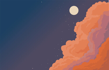 Afternoon landscape, cloud, sunset vector background