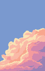 Afternoon landscape, cloud, sunset vector background