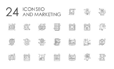 SEO and Marketing Icons Strategy, Analytics, Content, and Calendar Optimization