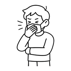 Sick person wearing mask vector