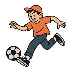 Obraz premium Cartoon boy playing soccer vector