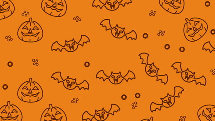 Halloween pattern image with jackolanterns and bats. Great for halloween party invitations, decorations, and social media posts.